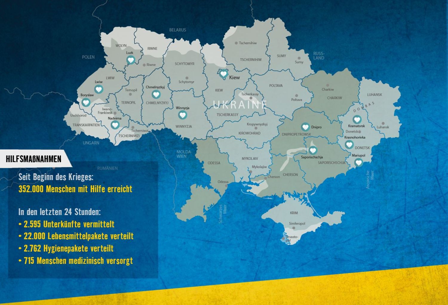 Übersicht der Caritas-Hilfen in der Ukraine