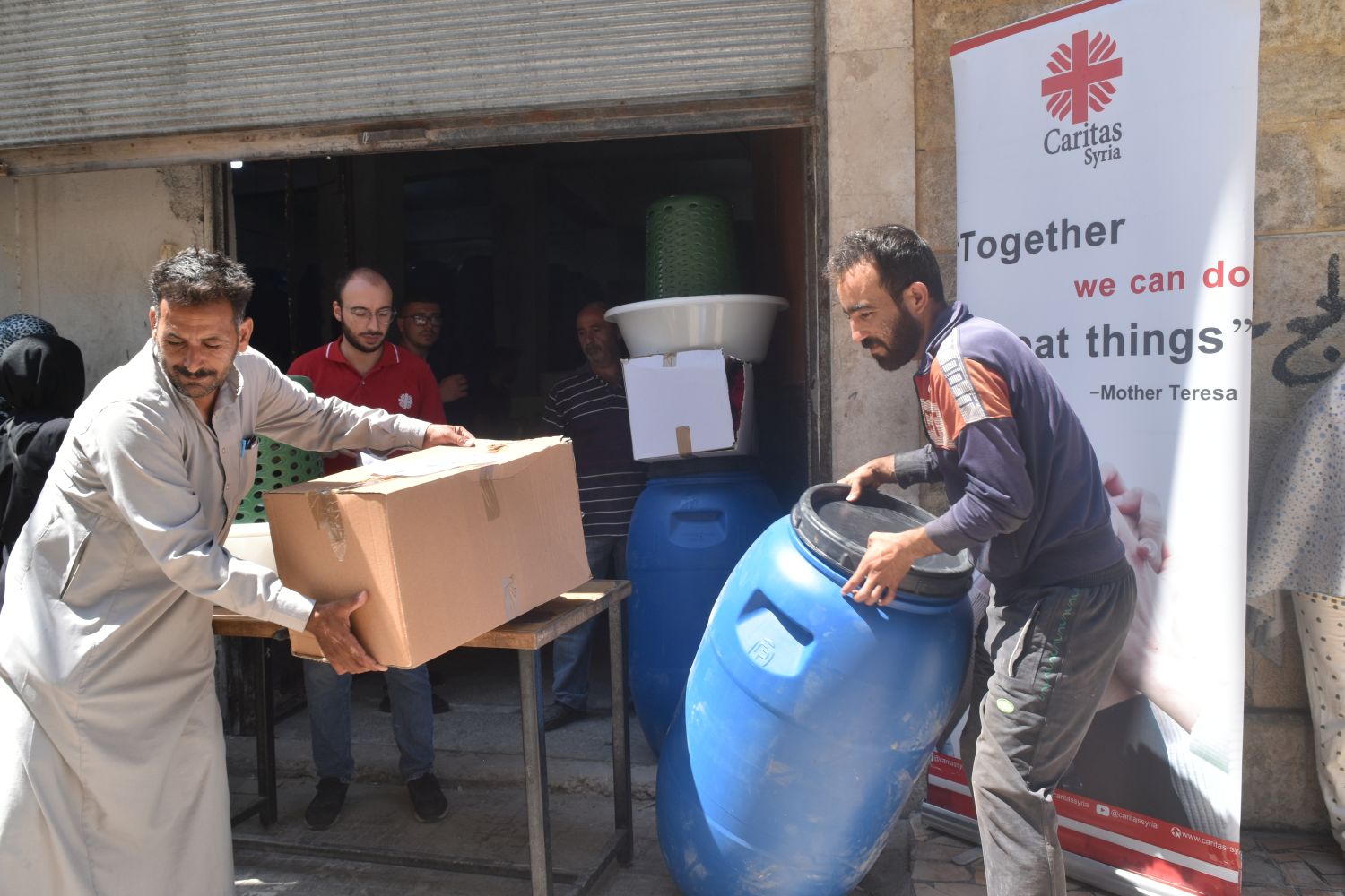 Nahrungsmittelverteilung von Caritas Syrien