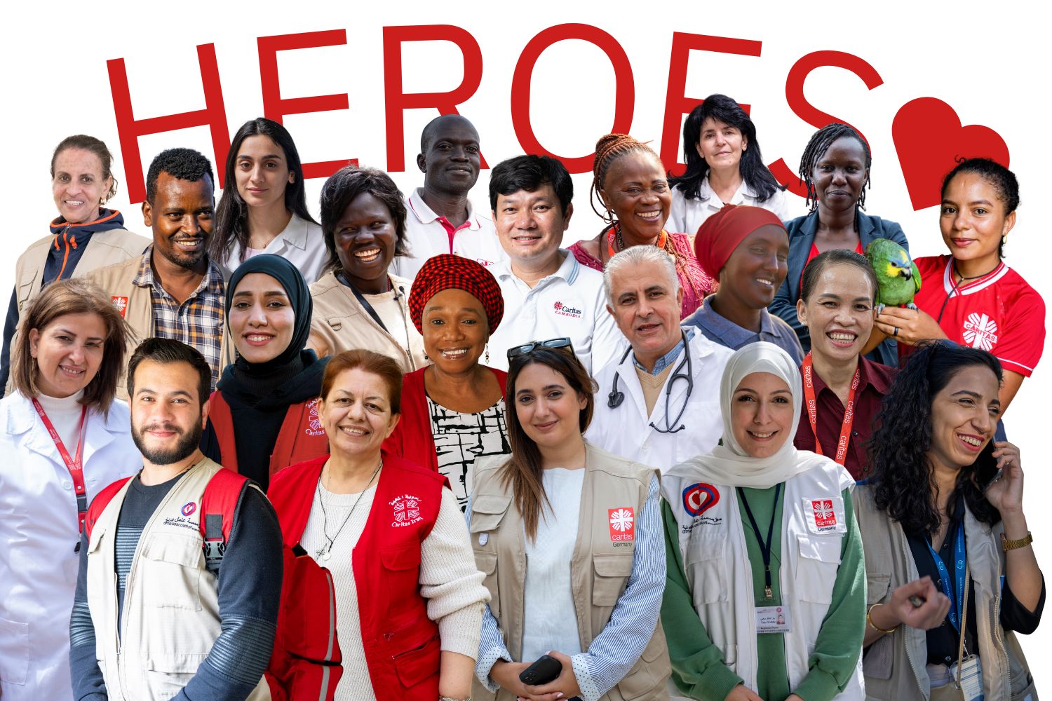 Mitarbeitende von Caritas-Partnerorganisationen auf der ganzen Welt