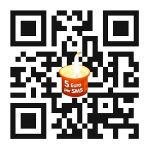QR-Code mit Kerze - Helfen Sie mit 5 Euro einfach per SMS!