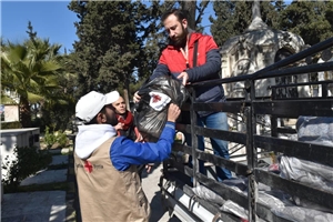 Aleppo: Hilfsgüterverteilung von Caritas Syrien nach dem Erdbeben