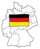 Der Umriss von Deutschland und eine Deutschlandflagge