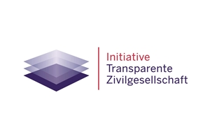 Ein Logo bestehend aus 3 verschiedenen violetten Platten mit dem Namen der Initiative.