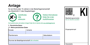 Abschnitt einer Anlage zu einem Antrag auf ALG II eines Jobcenters