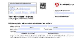 Abschnitt eines Formulars zur Haushaltsbescheinigung der Familienkasse
