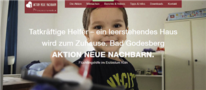 Screenshot der Homepage der 'Aktion Neue Nachbarn' im Erzbistum Köln
