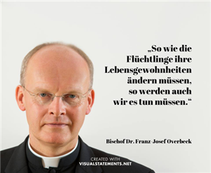 Facebook-Post des Bistums Essen vom 20.09.2015: Ein Porträt von Bischof Dr. Franz-Josef Overbeck mit einem Zitat aus seiner Rede am Caritas-Sonntag 2015 in Essen