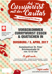 Plakat der Aktion 'Auf 'ne Currywurst mit der Caritas'