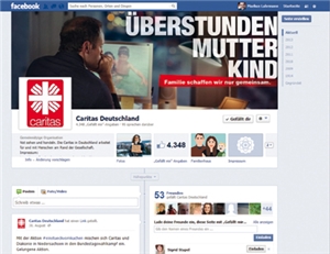 Screenshot des Facebook-Auftritts der Caritas Deutschland