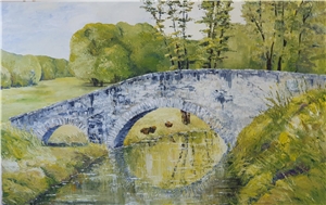 Gemälde einer alten Steinbrücke