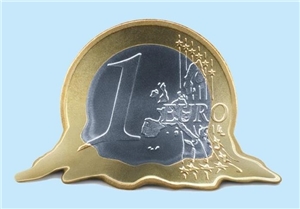 eine zerfließnde 1-Euro-Münze