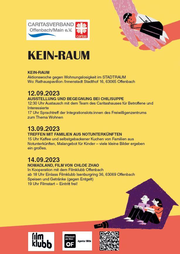 Plakat mit Veranstaltungen zur Aktionswoche gegen Wohnungslosigkeit 2023 in Offenbach