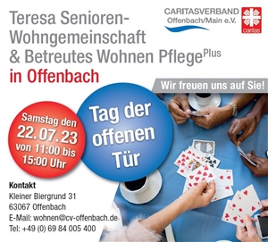 Einladung zum "Tag der offenen Tür" im Haus Teresa in Offenbach am 22. Juli 2023
