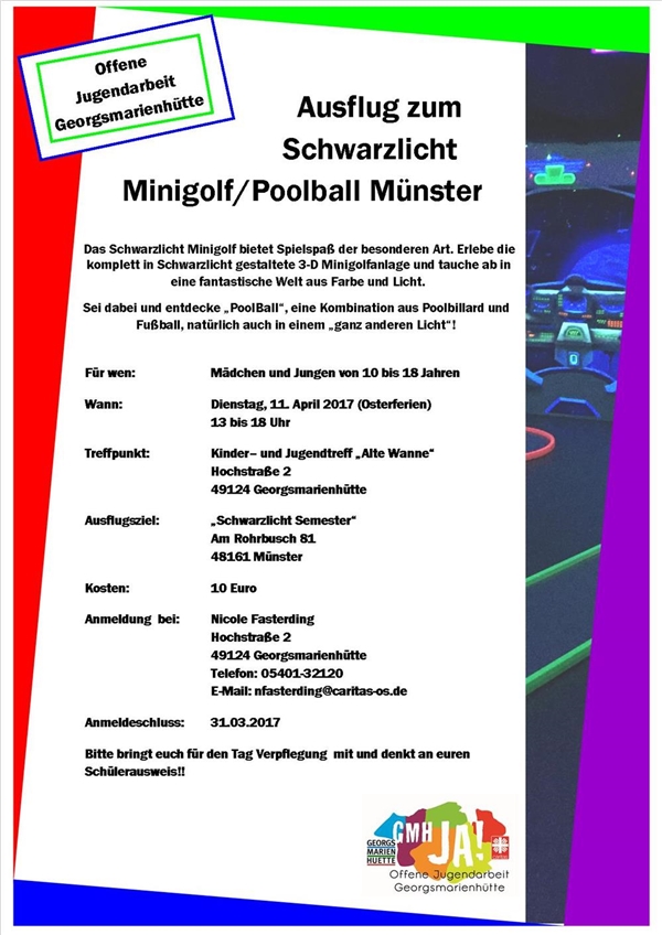 Ausflug zum Schwarzlicht Minigolf/Poolball Münster