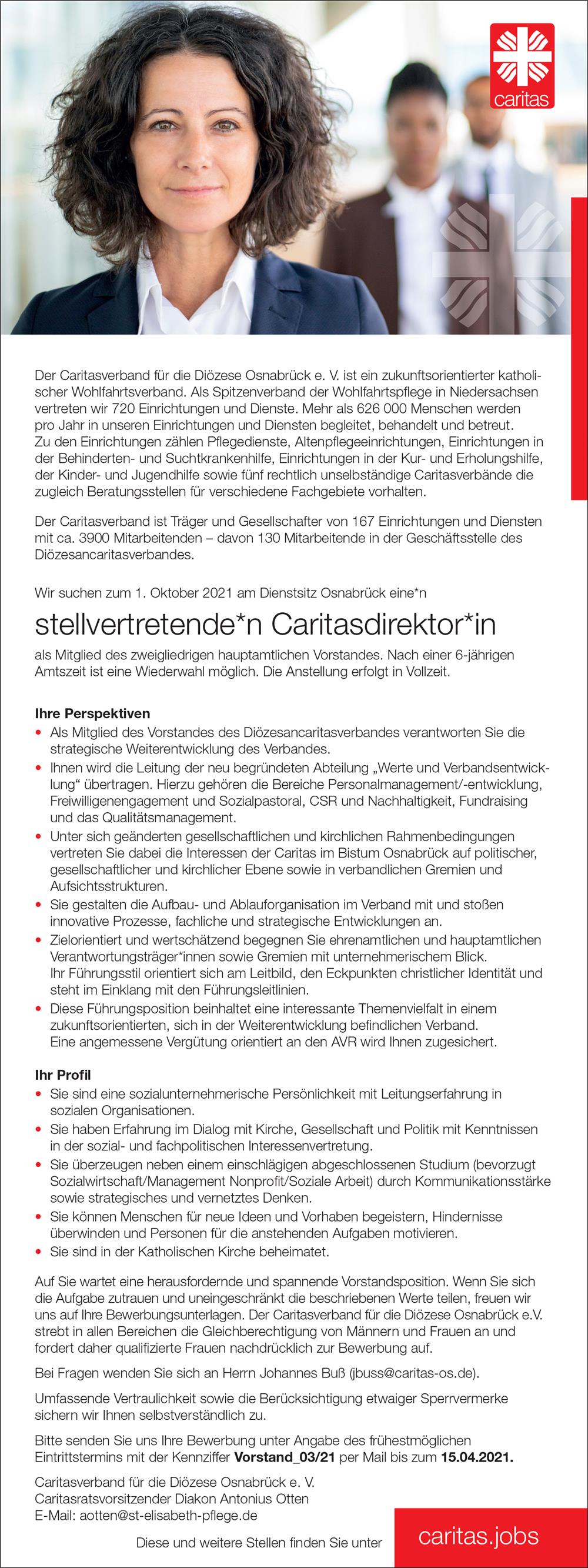 Ausschreibung stellv. Caritasdirektorin
