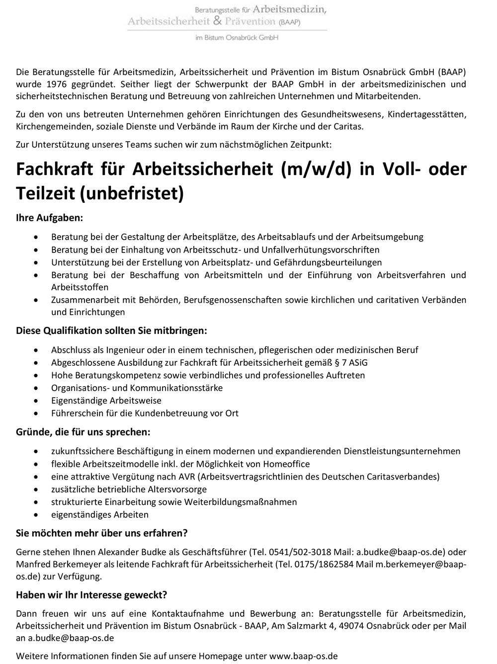 BAAP fachkraft Arbeitssicherheit