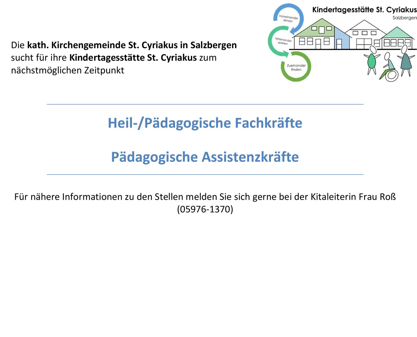 KG Salzbergen Stellen Päd. Fachkräfte