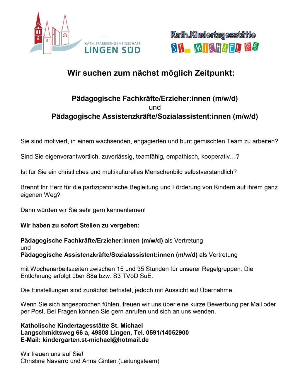 Kita Stelle päd FK Lingen Süd