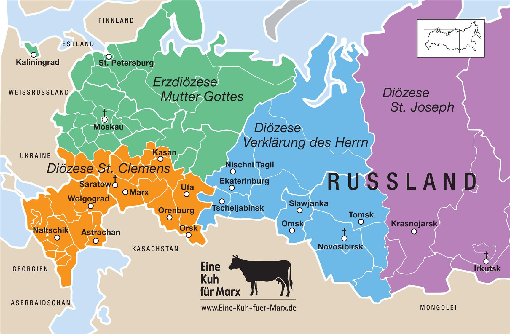 Karte Russische Bistümer
