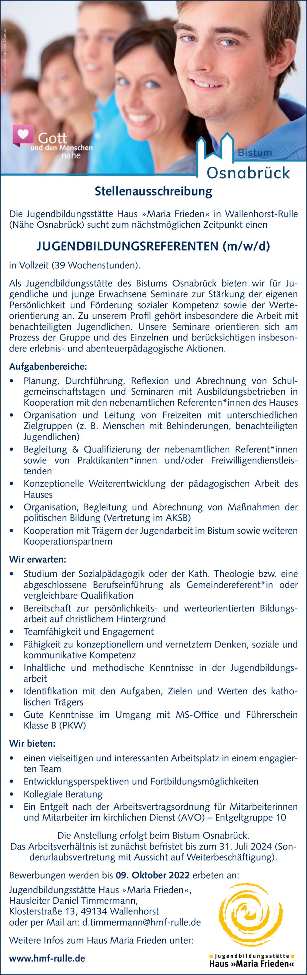 Stelle Bistum Jugendbildung Rulle