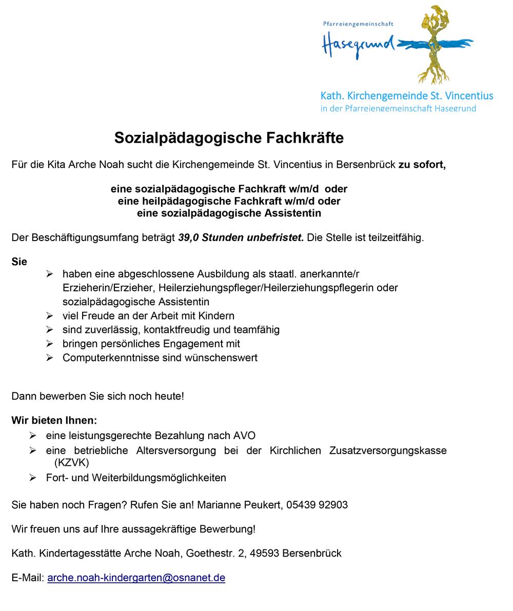 Stelle KiTa Hasegrund BSB Arche Noah