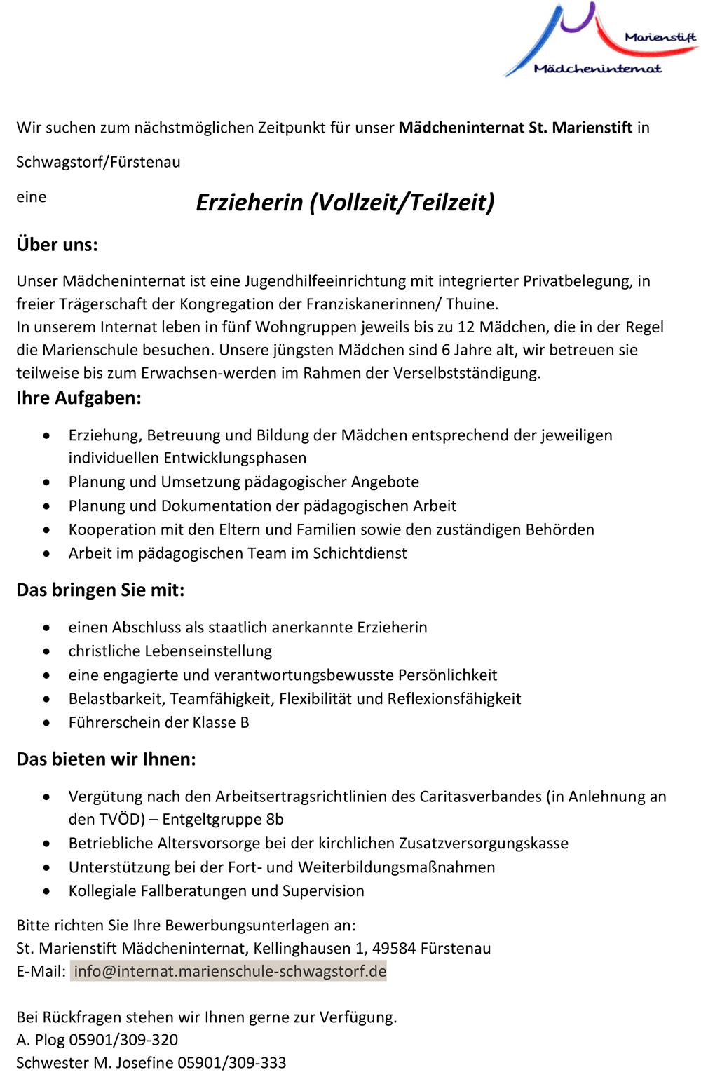 Stelle Mädcheninternat Schwagstorf