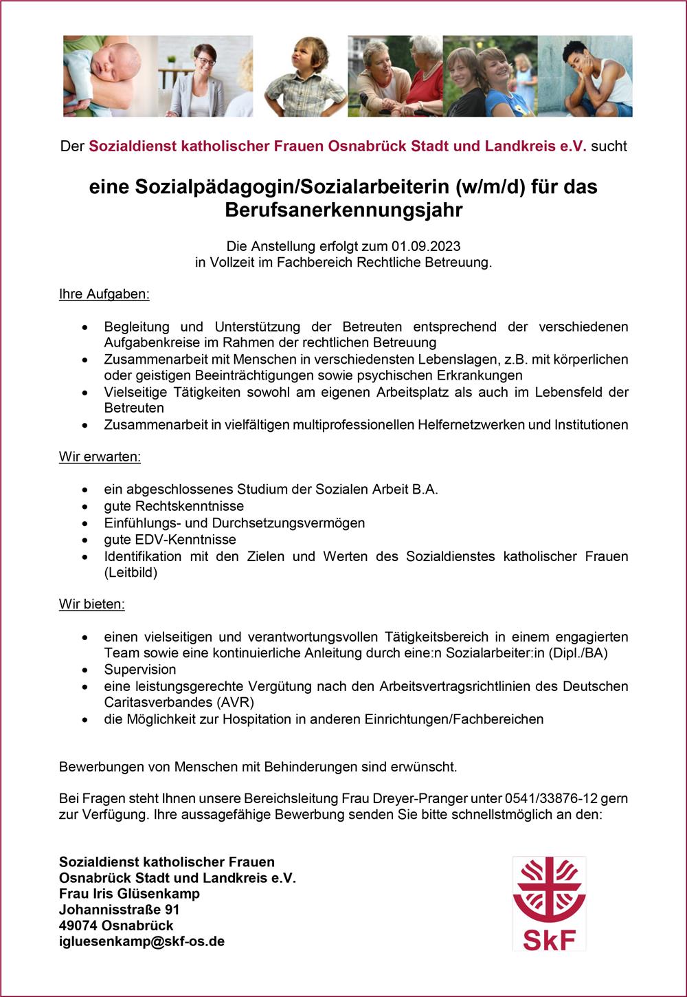 Stelle SkF OS BAJ Rechtliche Betreuung