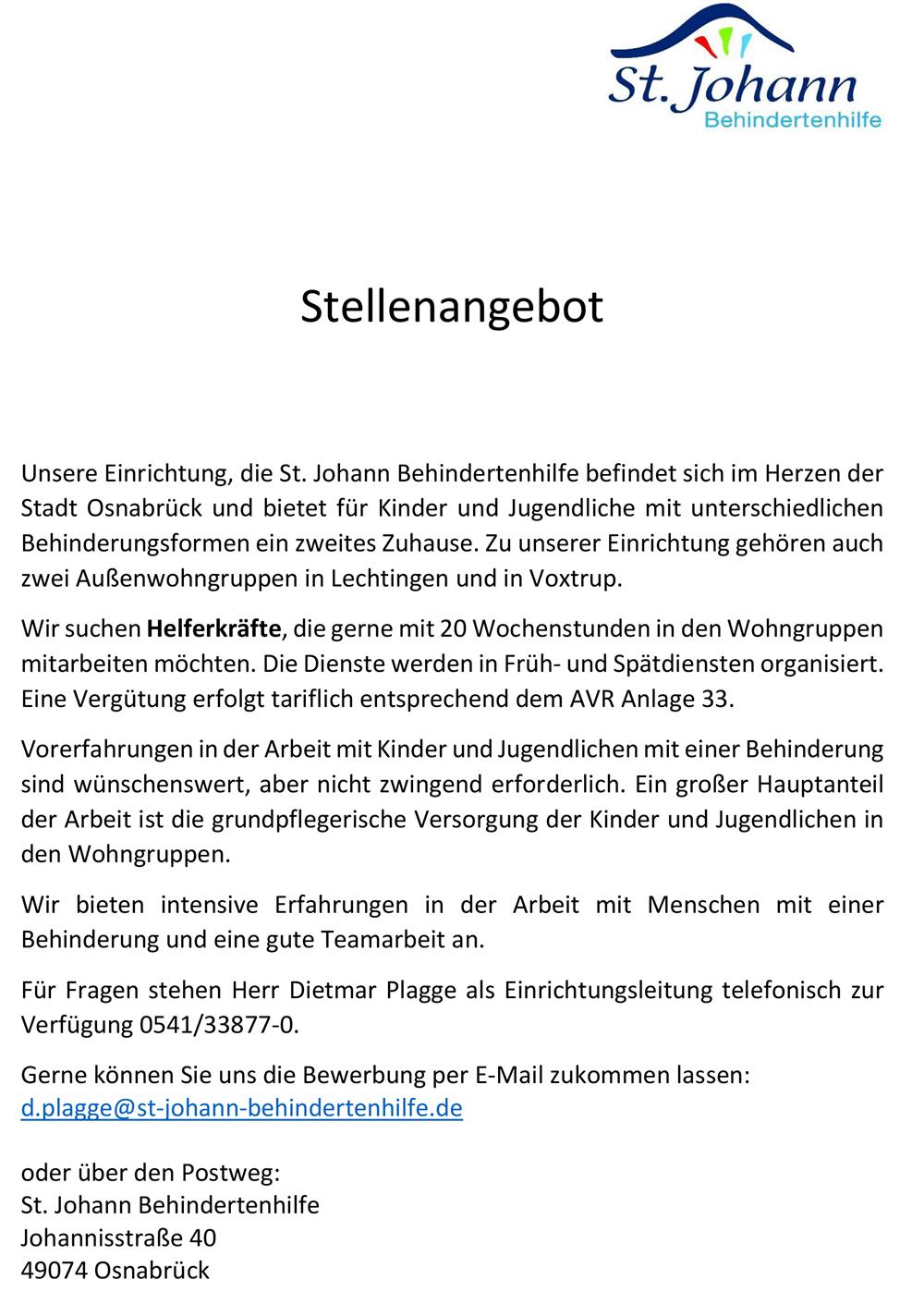 Stelle St. Johann Helfer