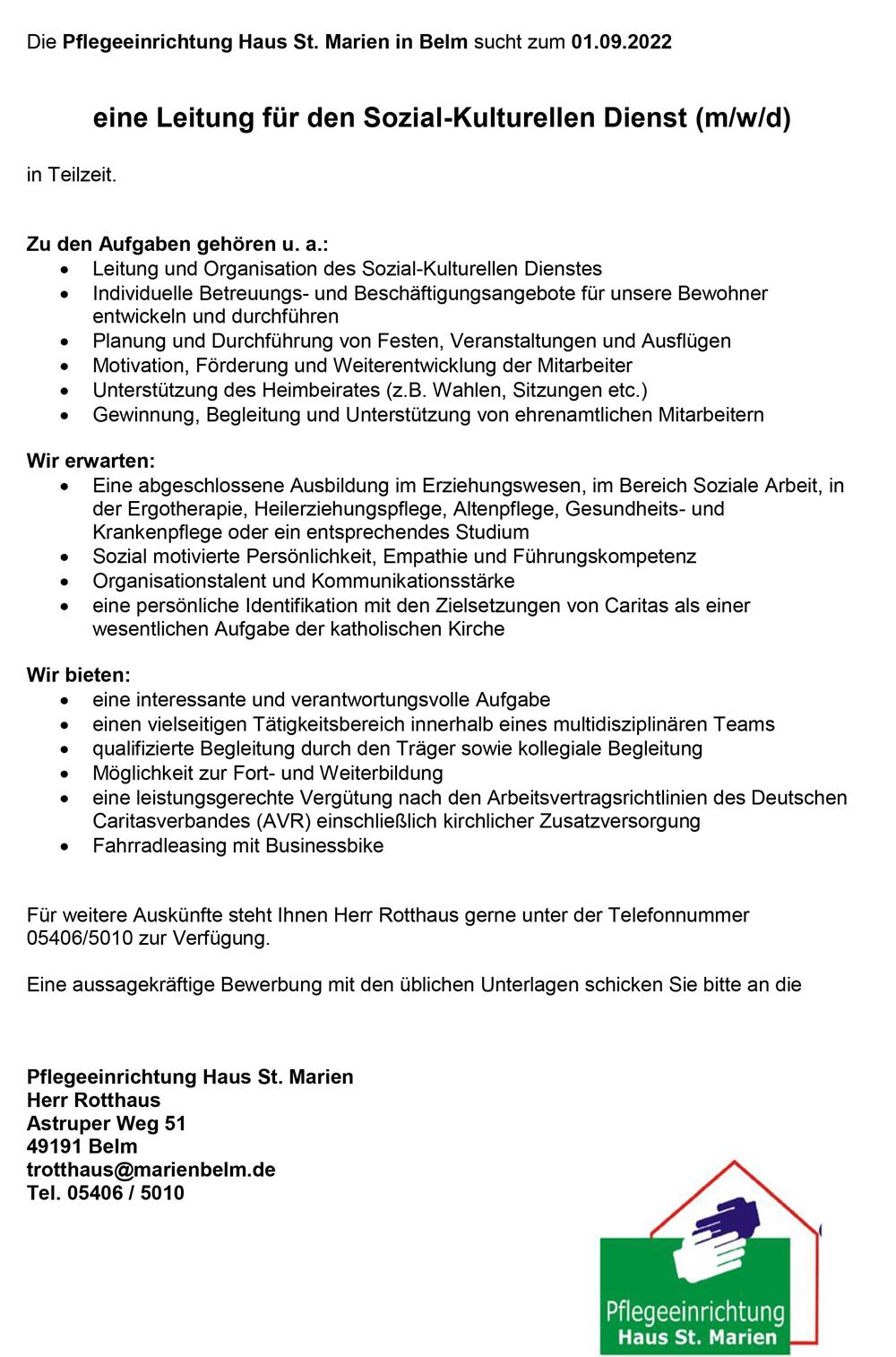 stelle st. Marien belm Leitung SD