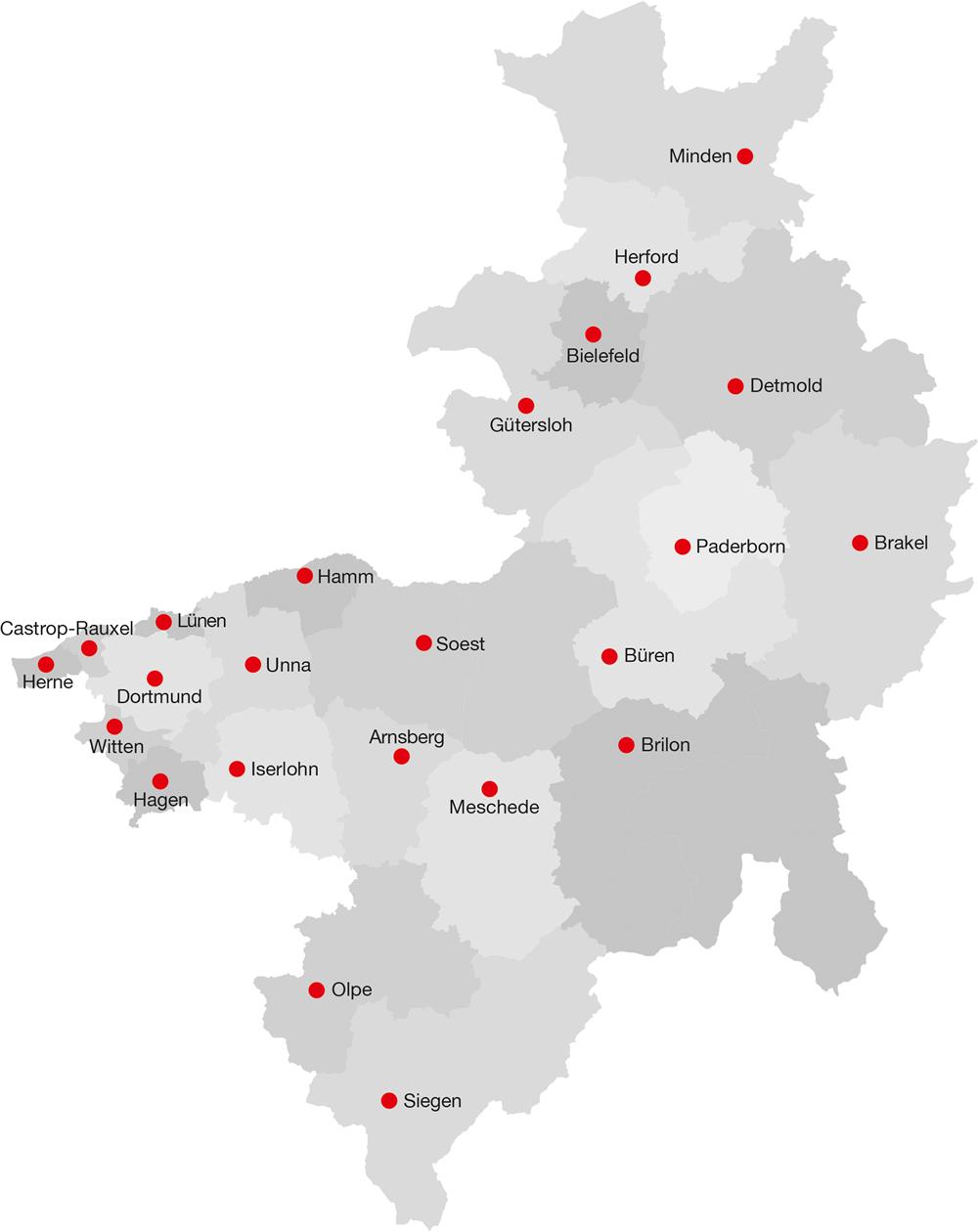 Karte Erzbistum Paderborn - Mitgliedschaft