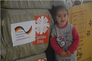 Die Caritas versorgt Flüchtlinge mit überlebenswichtigen Hilfsgütern 