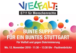Auf dem Bild ist der Banner für die Veranstaltung Bunte Suppe - Für ein buntes Stuttgart zu sehen