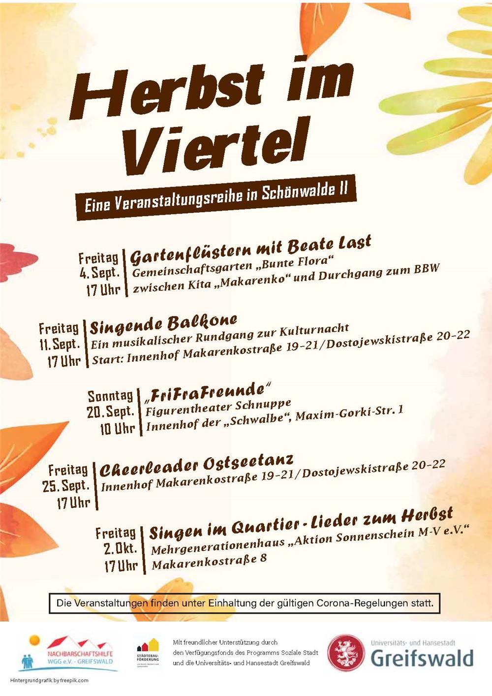Plakat mit Terminen