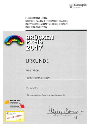 Urkunde Brückenpreis 2017