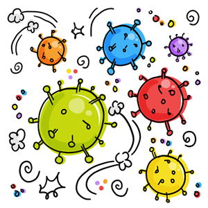 Grafik Corona Virus in bunten Farben