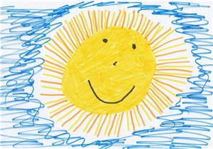 von Kindern gemalte Sonne