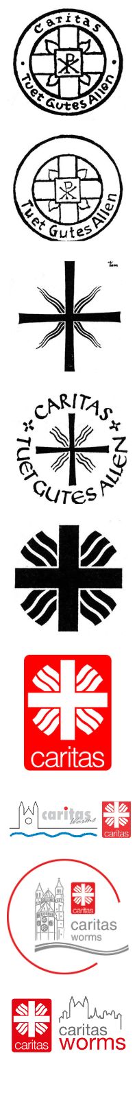 Logos des Caritasverbands Worms e.V. von 1925-2025