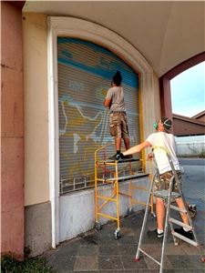 Entstehung der Graffitis am Jugendtreff im Wormser Nordend