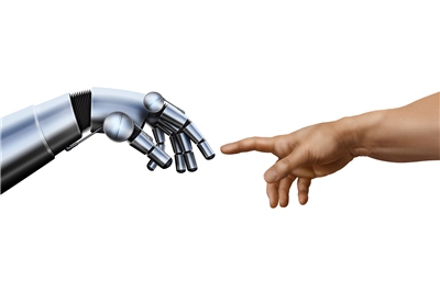 Roboterhand und Menschenhand