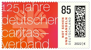 Briefmarke mit der Aufschrift 125 Jahre Caritas