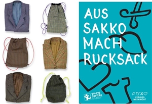 Aus Sakko mach Rucksack: Einfache, schöne Rucksäcke wurden aus Alttextilien gefertigt.