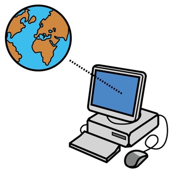 Weltkugel und Computer