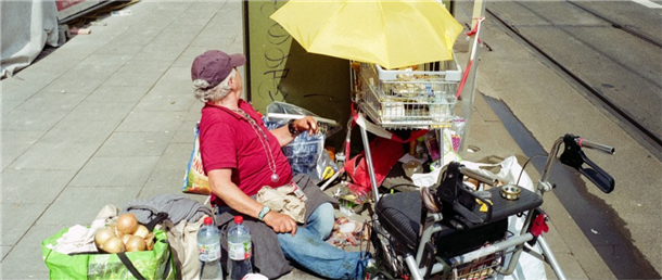 Obdachloser in der Kölner Innenstadt