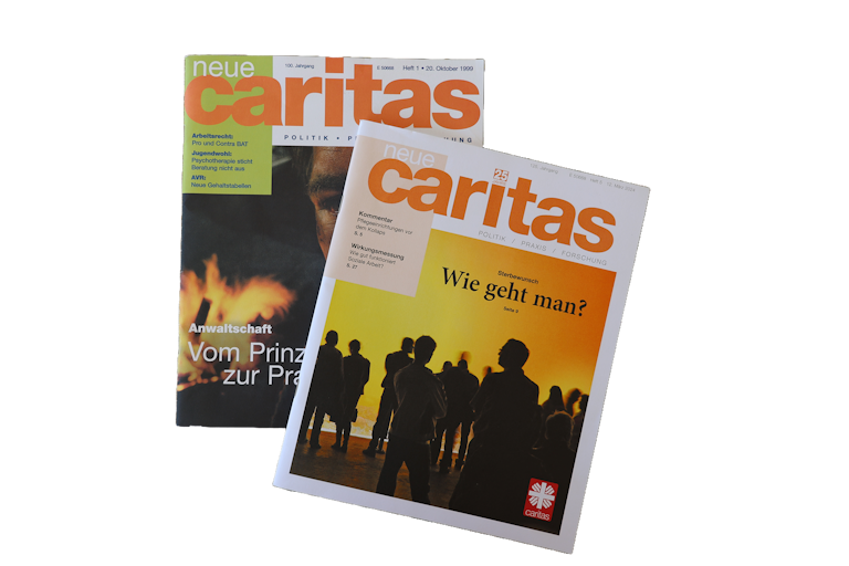 Zwei Cover der neuen caritas aus den Jahren 1999 und 2004.