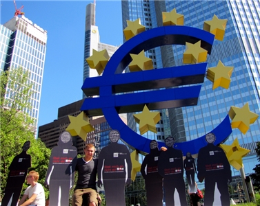 Aktion vor der Europäischen Zentralbank in Frankfurt