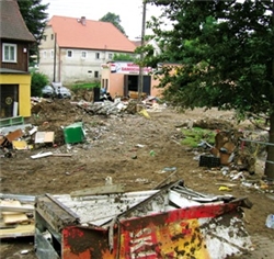 Vom Hochwasser verwüstetes Bogatynia, Polen