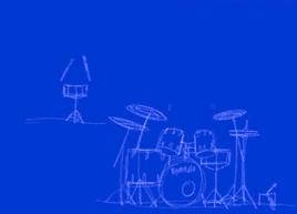 Schlagzeug auf blauem Grund