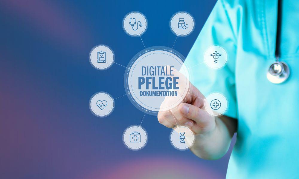 Arzt zeigt auf digitales medizinisches Interface