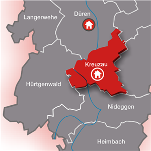 Lage des Altenzentrums 'St. Andreas' in der Gemeinde Kreuzau