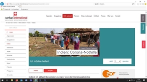  Screenshot der Homepage von Caritas international 